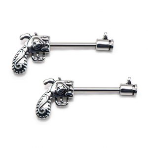 Pistol Revolver 14G Nipple Bars